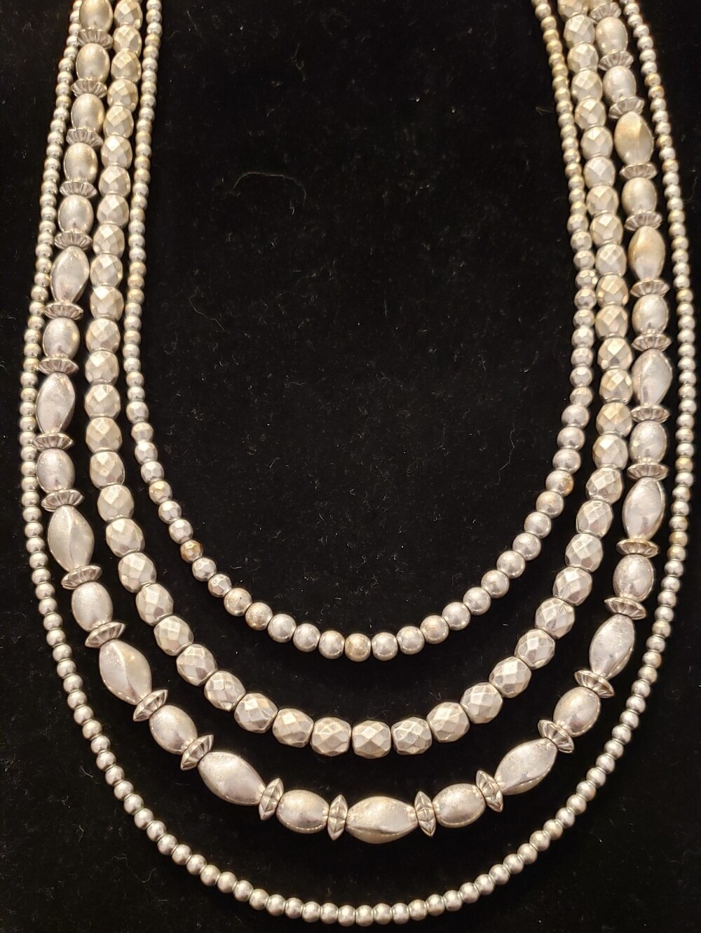 C1946 Cato Silvertone Four-strand Necklace, Very Elegant, EUC. Lobster Clasp.